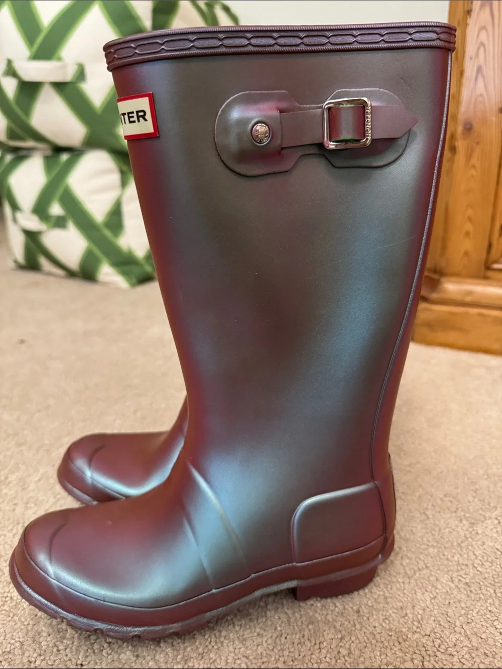 Hunter kids Blue wave iridescent Rain Boots size 3/4